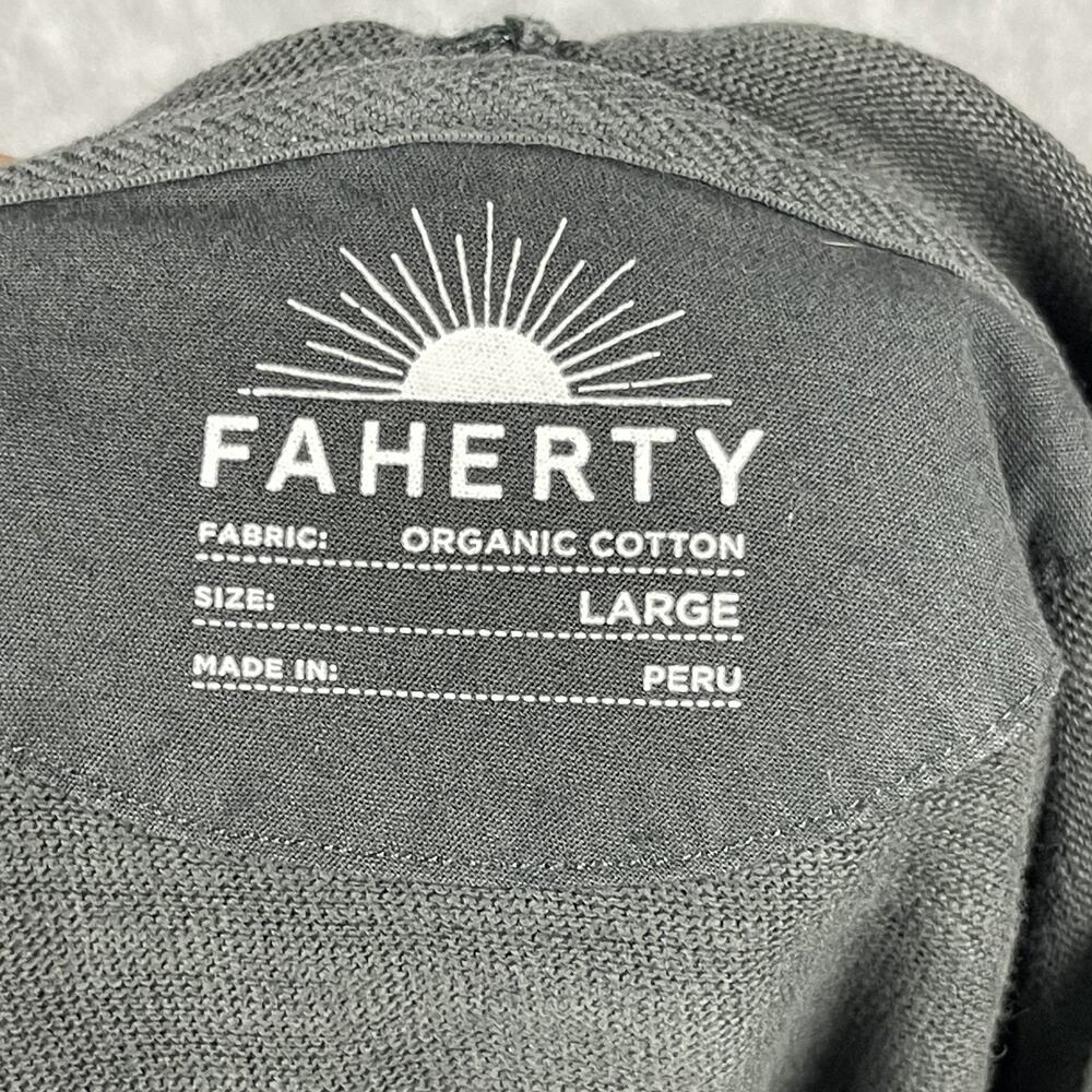Faherty Sunwashed Slub Hoodie Mens Large Gray Organic Cotton Lightweight Eco - Picture 5 of 14